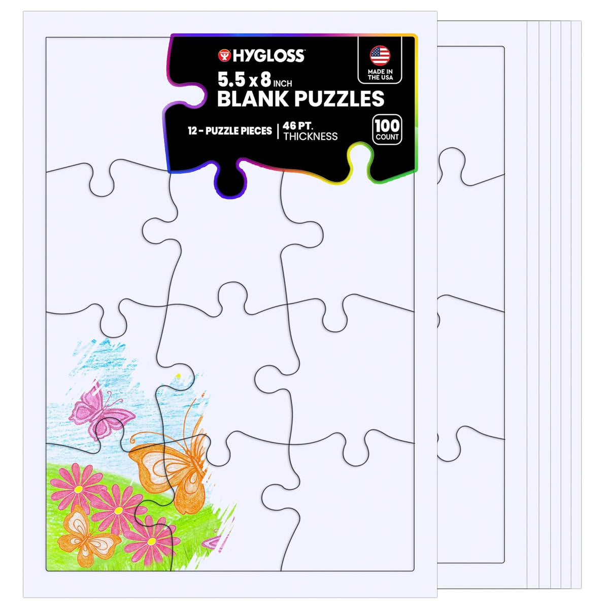 Hygloss Puzzles, 12 Puzzle Pieces, White