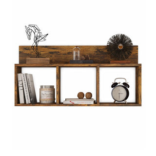 Danya B. Modern 3 Cube Floating Wall Shelf with Display Ledge - Easy to Hang Wall Mounted Triple Cubby Shelf (Aged Pine)