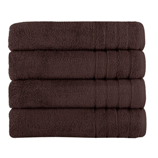 Towels Beyond Towel, 4-Piece Hand Towel Set, Chocolate