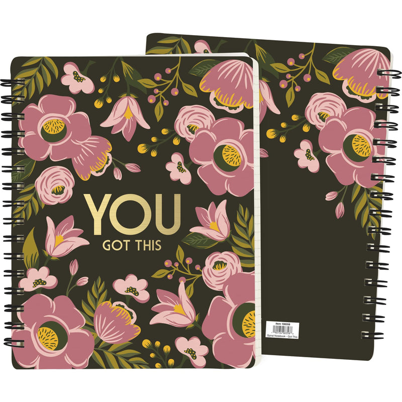 Primitives by Kathy Rosy Floral Design You Got This Spiral Notebook (120 Pages)