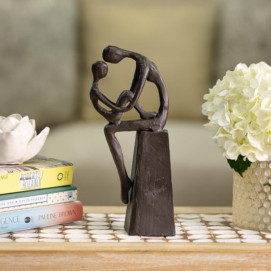 Danya B. Tender Embrace Cast Iron Sculpture | Contemporary Metal Art Home Decor | Decorative Mother and Child Figurine ‚Äì Brown