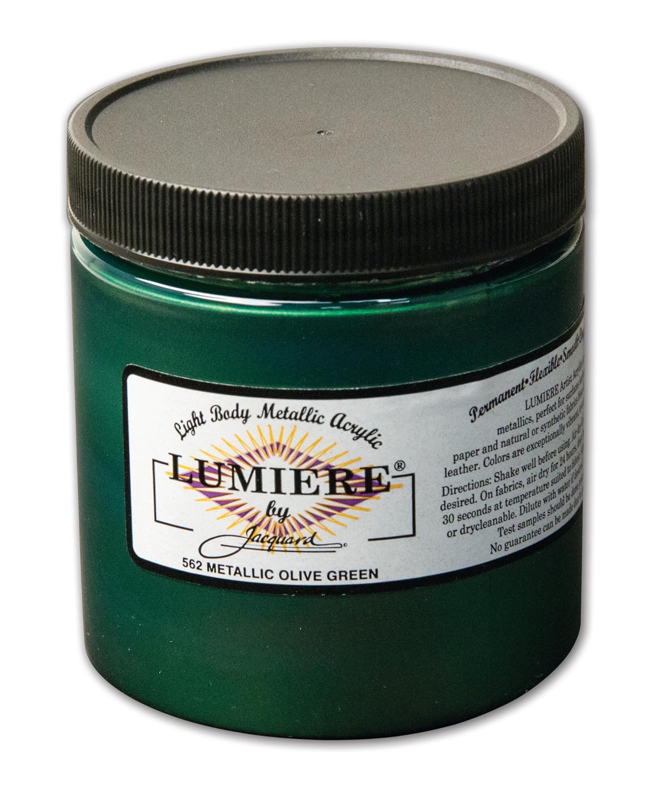Jacquard Lumiere Fabric Color 8 oz Jar - Metallic Olive Green