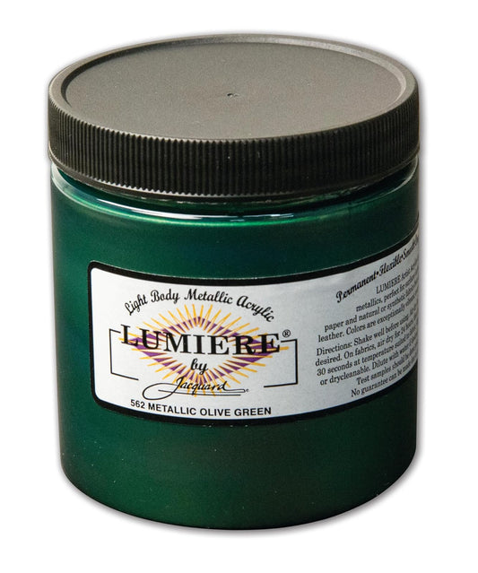 Jacquard Lumiere Fabric Color 8 oz Jar - Metallic Olive Green