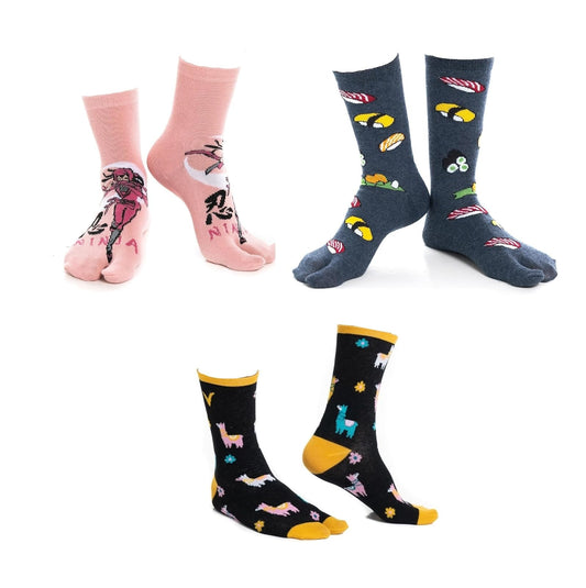 V-Toe Socks Coffee Cup Big Toe Flip-Flop Socks 3 Pairs V-Toe Casual Tabi Style Stylish Fun Premium Cotton Blend Women 5 - 10.5 Men 4 - 10