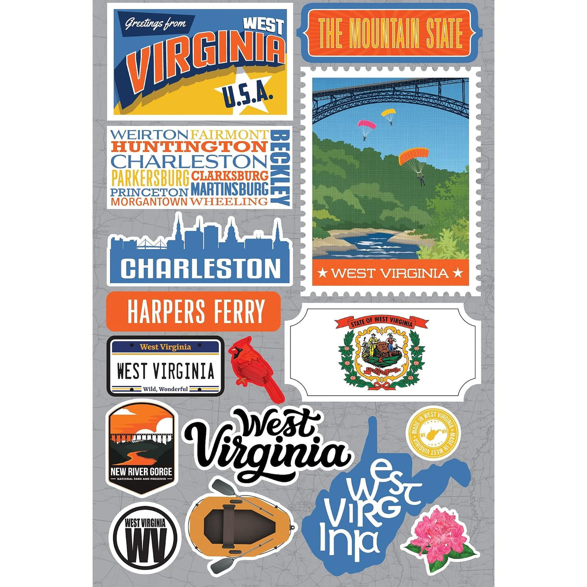 Reminisce Sticker Decal, White, West Virginia