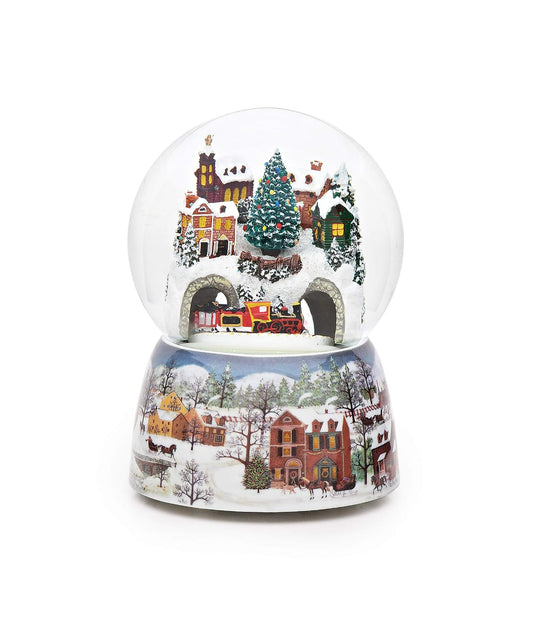 Roman Train Tunnel Revolving Musical Glitterdome Plays Jolly Old Saint Nicholas