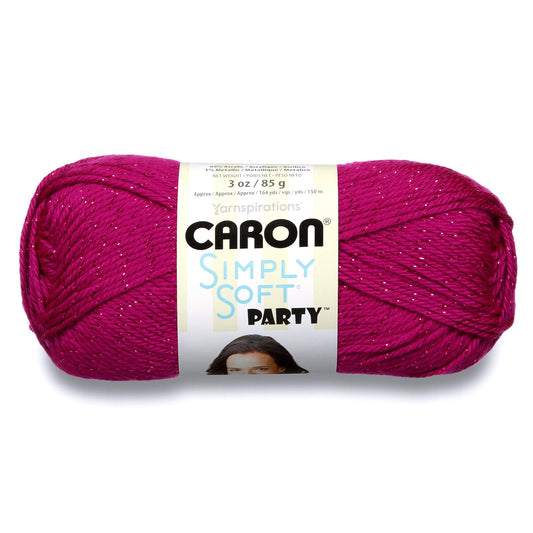Spinrite Yarns (CA) Caron Simply Soft Party Yarn, 3 oz, Medium Worsted 4 Gauge, - Fuchsia - For Crochet, Knitting & Crafting