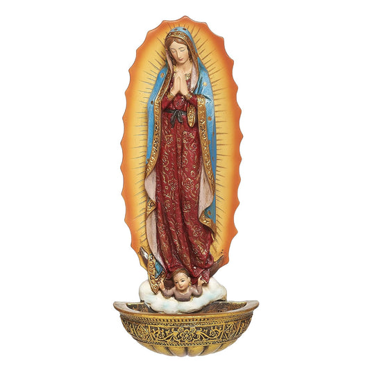 Heavenly Protectors Joseph's Studio by Roman Exclusive Our Lady of Guadalupe Holy Water Font Figurine, 7.5-Inch