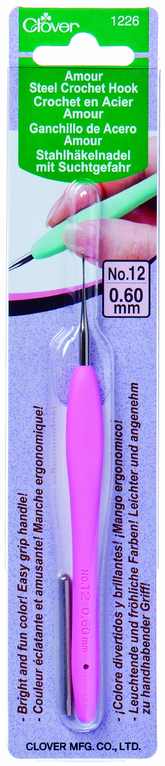Clover Crochet Hook, No. 12 / 0.60 mm, Pink