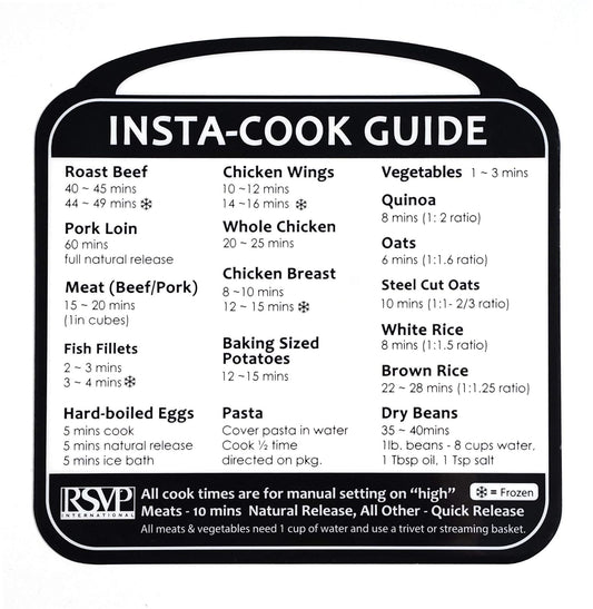 RSVP International Kitchen Organization Collection Removable Labels, Insta-Cook Guide, White/Black