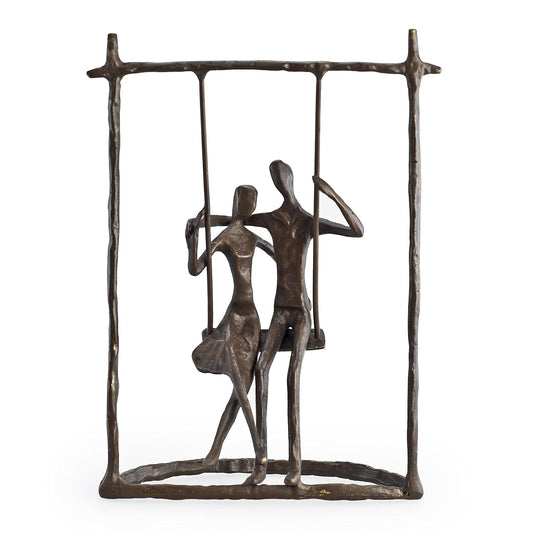 Danya B. Contemporary Metal Art Shelf D‚Äö√†√∂¬¨¬©cor - Cast Bronze Sculpture - Couple on a Swing for Home and Office Decor, Makes Great Anniversary, Wedding and Valentine's Day Gift