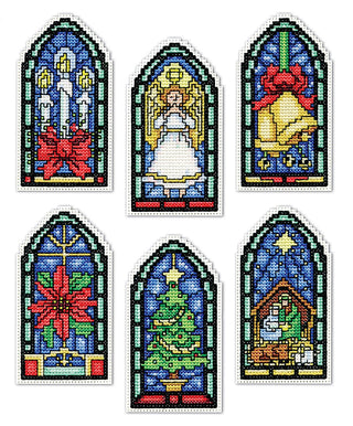 Design Works Crafts Count Plastic Canvas Kit ~ STAINED GLASS Ornaments #5909