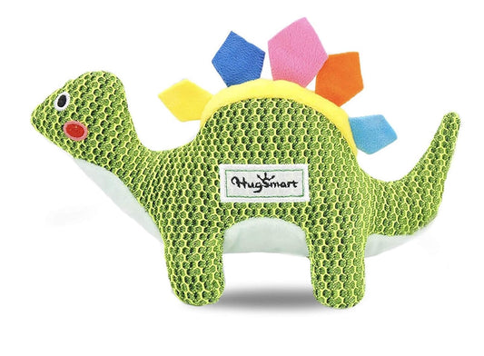 HugSmart Pet - Dinosaur Land | Squeaky Plush Dog Toys for Small Medium Dogs| Textured Sandwich Mesh Cute Teething Toys for Puppies