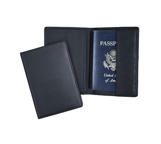 Royce Leather RFID Blocking Passport Travel Document Organizer in Leather, Blue, One Size