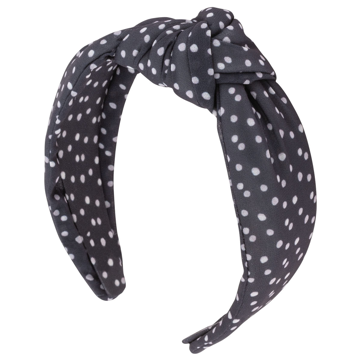 Karma White Dots Headband for Women - Knot - Fabric Headband and Stretchy Hair Scarf - Black And White