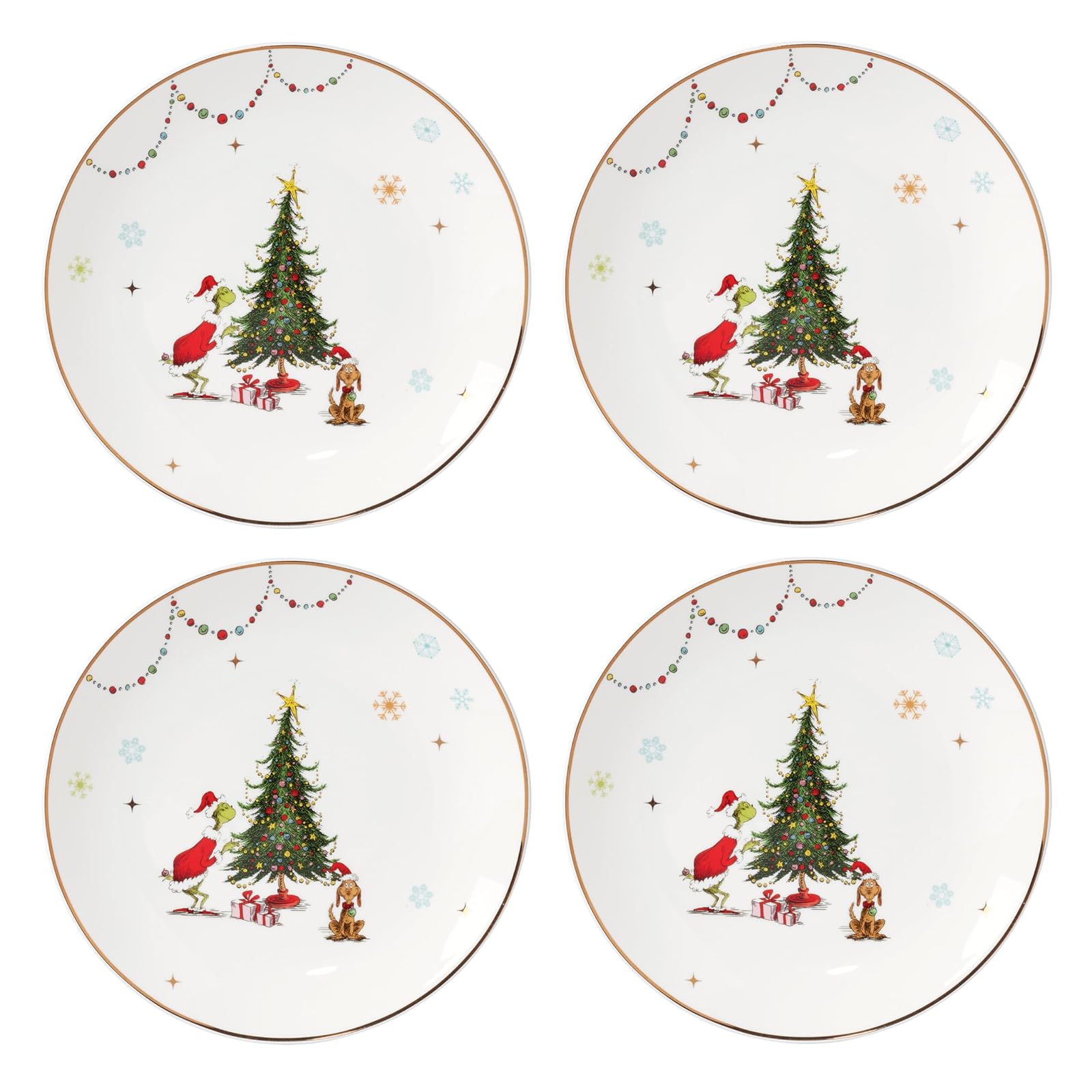 Lenox Merry Grinchmas Dinner Plates, Set of 4, 6.39, Green