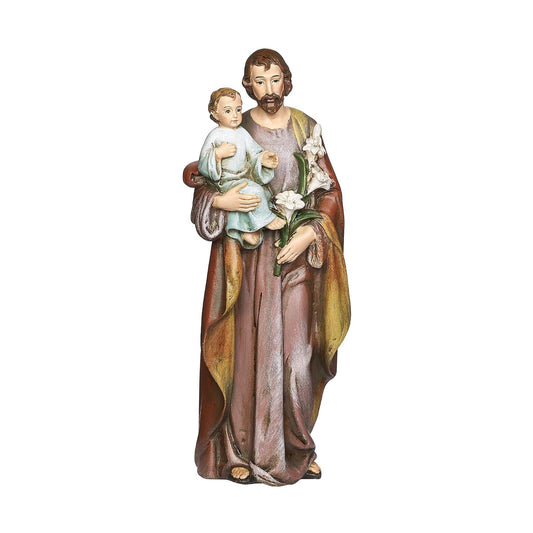 Roman Religious Gifts Catholic Gift 6 Inch Stone Resin Saint St Joseph with Jesus Christ Child Home Chapel Decoration