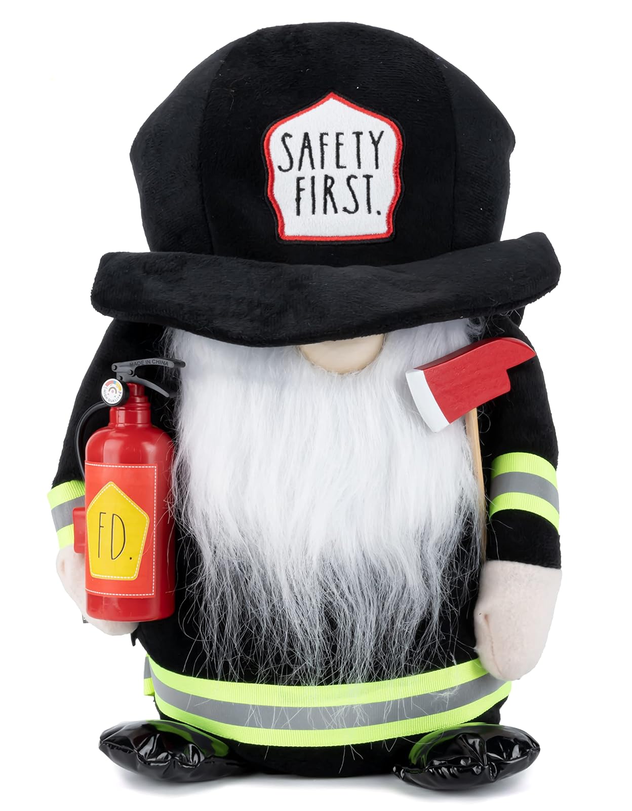 DesignStyles Rae Dunn #1 Teacher Gnome - Best Teacher Gifts - Teachers Appreciation Gifts - Farmhouse Kitchen Decoration - Stuffed Gnomes Decorations for Home Plush Shelf Figurines (Fireman (Appreciation Gnome))