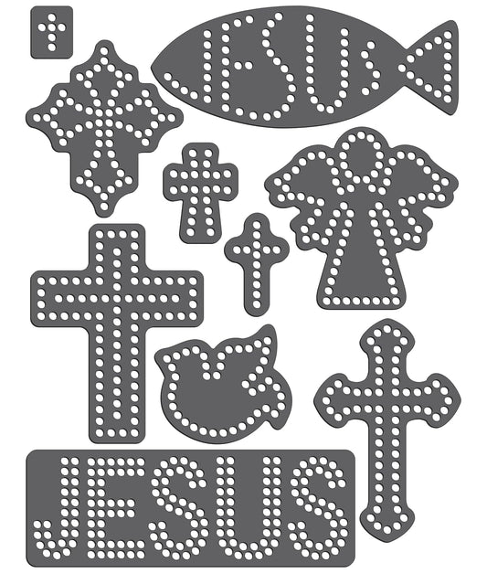 Rhinestone Genie Religious 001 Magnetic Rhinestone Template, Black