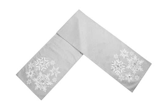 Comfy Hour 13x72 Silver Snowflake Table Runner