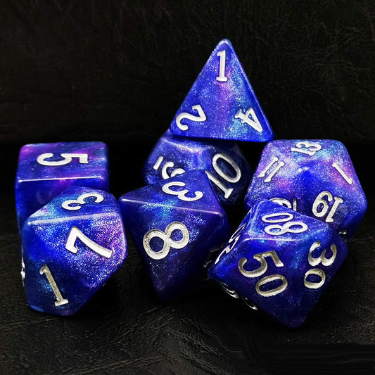 Bescon Dice Starry Night Dice Set Series, 7pcs Polyhedral RPG Dice Set Twilight, Polybag Packing