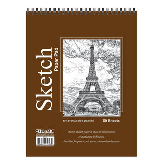 BAZIC Sketch Pad 50 Sheet 6" X 8", Top Bound Spiral Sketchbook Drawing Pads, Sketching Paper Coloring Book for Artist Kids School, 1-Pack