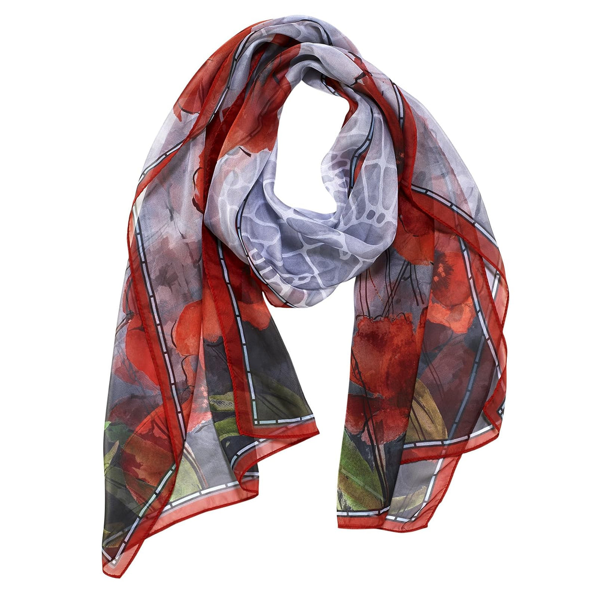 Galleria Enterprises Scarf, One Size, Stained Glass Poppies