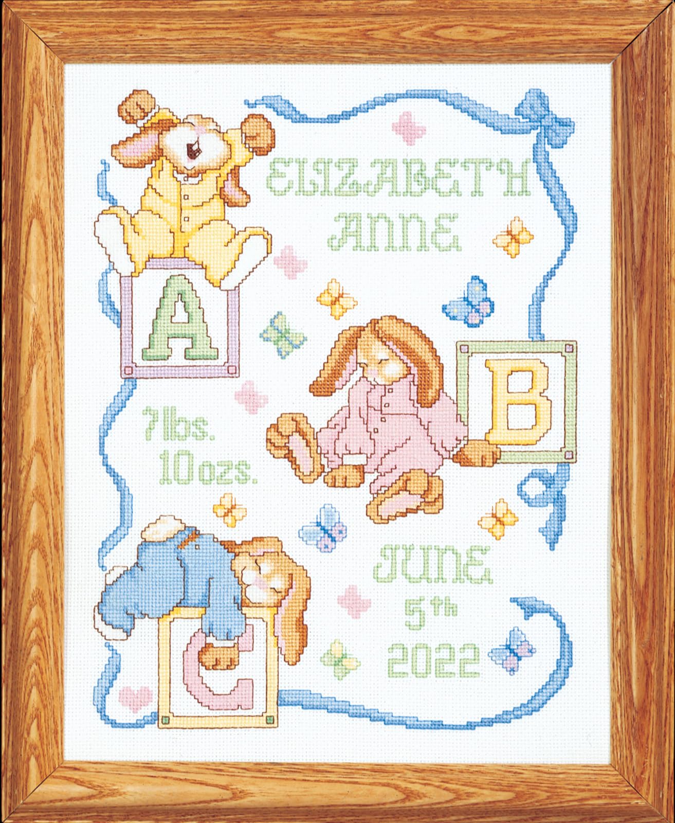 Design Works Crafts Janlynn 242077 Sleepy Bunnies Sampler Counted Cross Stitch Kit-11"X14" 14 Count