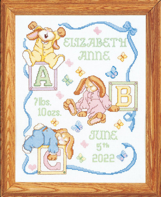 Design Works Crafts Janlynn 242077 Sleepy Bunnies Sampler Counted Cross Stitch Kit-11"X14" 14 Count