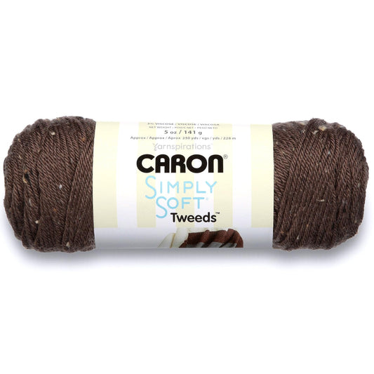 Spinrite Yarns (CA) Caron Simply Soft Tweeds Yarn (4) Medium Gauge 100% Acrylic - 5oz - Taupe- Machine Wash & Dry
