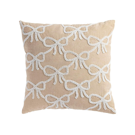 Mud Pie Pillow, 18 x 18-Inch, Beige/Khaki