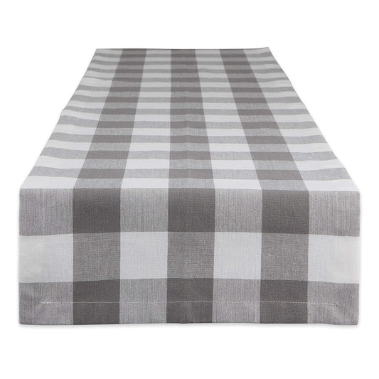 DII Design Buffalo Check Collection, Classic Farmhouse Table Runner, 14x72, Gray & White