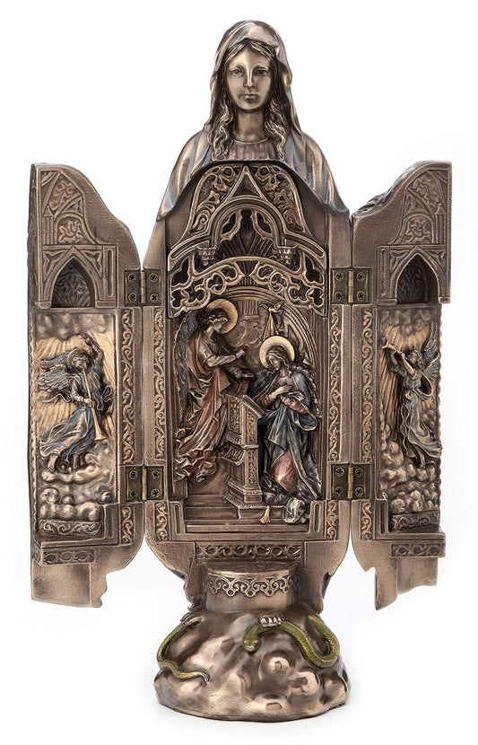 Unicorn Studio Veronese Design Lady of Grace Polyptych Sculpture of Annunciation
