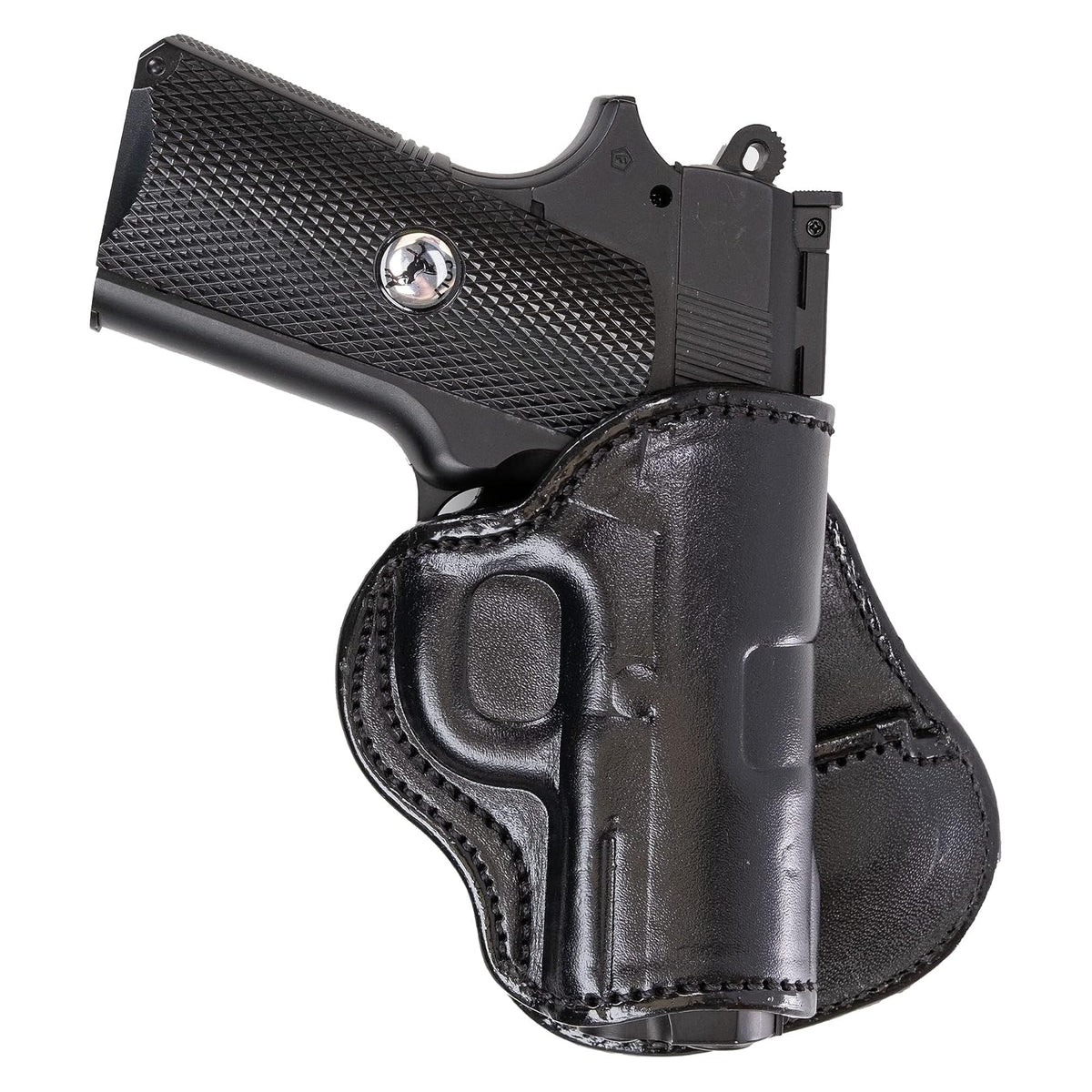 Cardini Leather USA Gun Holster, 1.75", Black - Right Hand Draw (OWB)