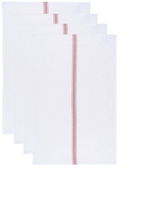 Now Designs Teatowel Set of Four, Brooklyn Stripe Poppy
