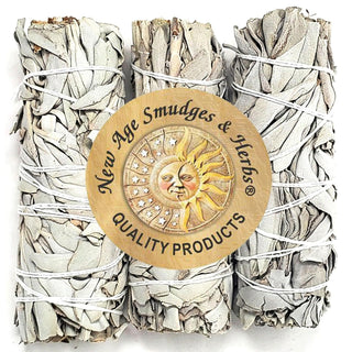 New Age Smudges & Herbs Incense, 4 inch-3 sage wands, White