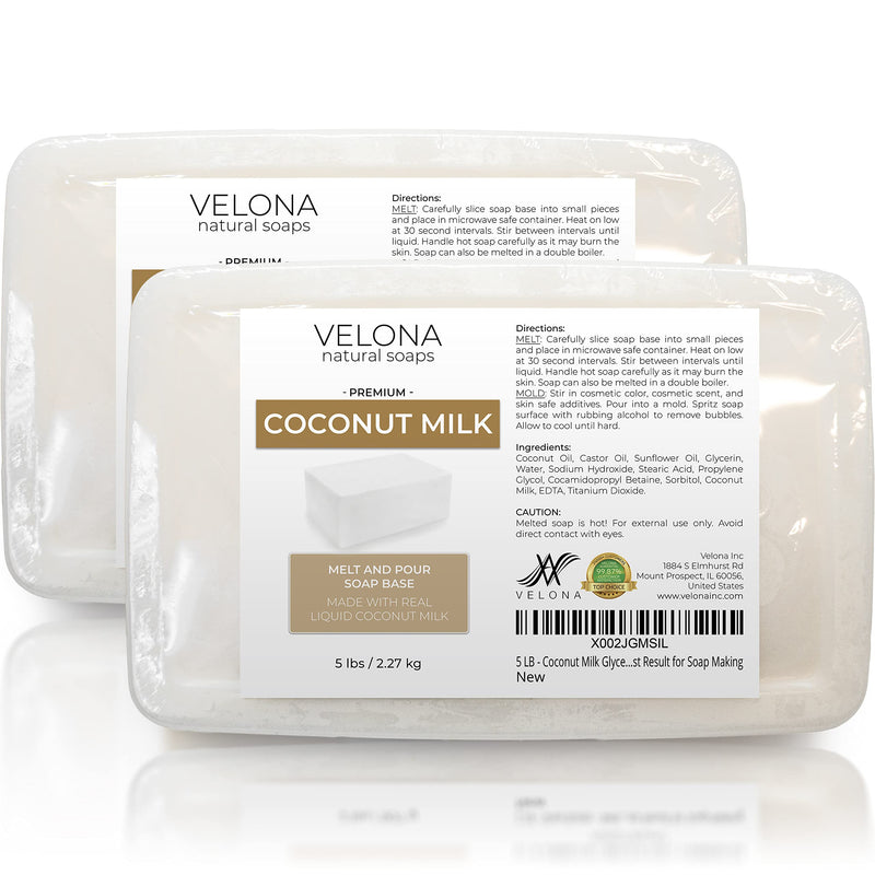 velona 10 LB - Coconut Milk Glycerin Soap Base SLS/SLES Free | Melt and Pour | Natural Bar for The Best Result for Soap Making