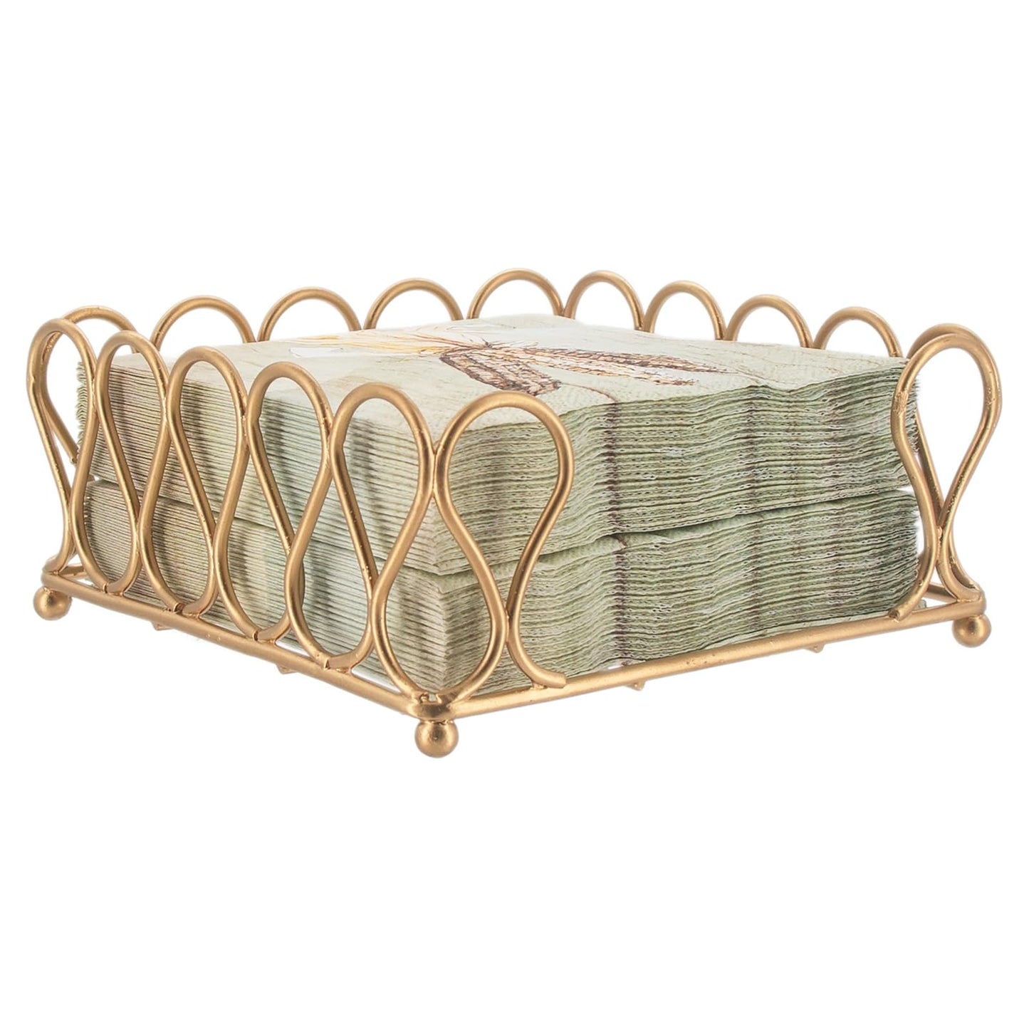 Boston International Celebrate the Home Ribbon Cocktail Napkin Caddy, Gold