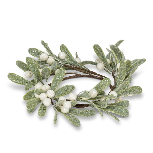 Abbott Collection  27-MISTLETOE-122 Mistletoe Candle Ring, Green/White