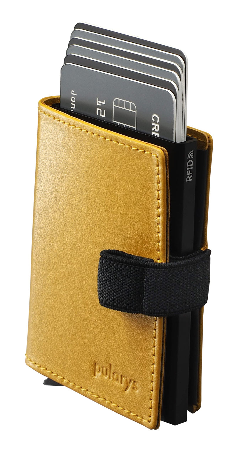 PULARYS Mini Wallet BONO - Italian Leather - SD Card Slot - Up to 8 Card Slots - Snap fastener - Pen Holder - For Men and Women - Classic Design