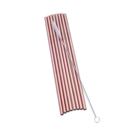 Abbott Collection 8 Straws &Brush 8.5" L, 8.5 inches long, Rose Straight Straws