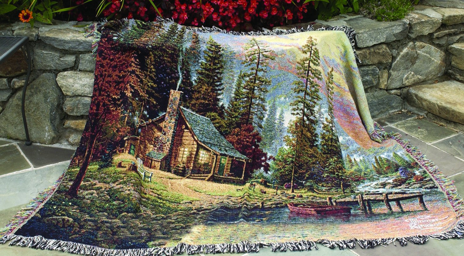 Manual Thomas Kinkade 60 X 50-InchTapestry Throw A Peaceful Retreat