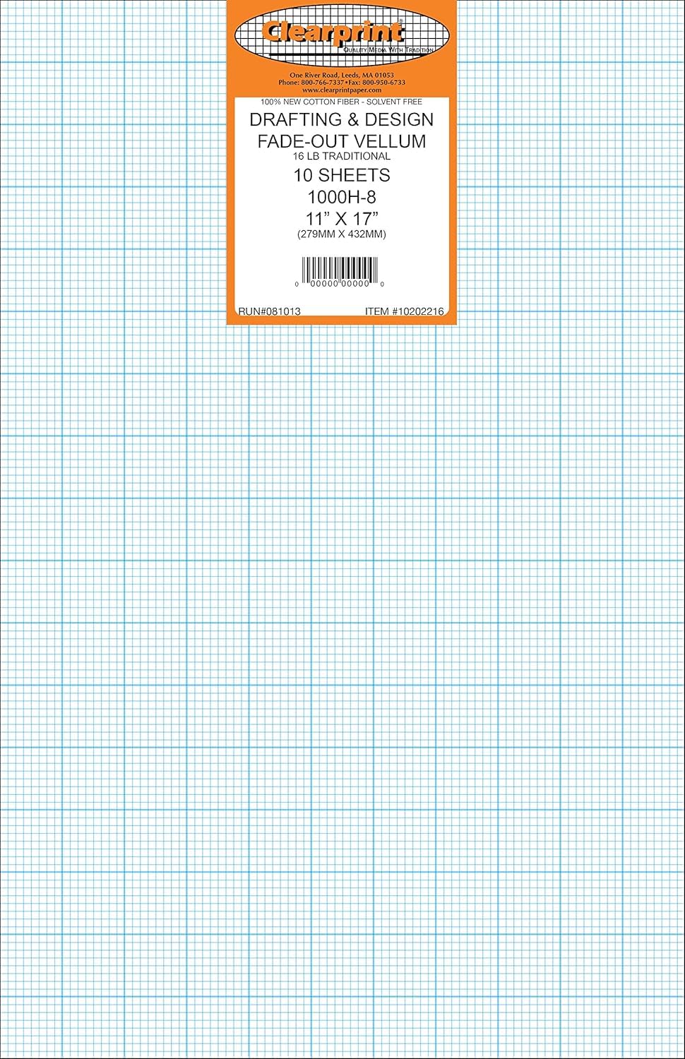 Clearprint Art Media Paper, 11 x 17 Inches/10 sheets, Translucent White,Blue