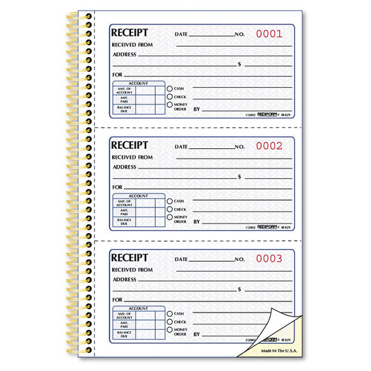 Rediform Gold Standard Money Receipt Book, 2.75" x 5", 225 Numbered Duplicates (8L829)