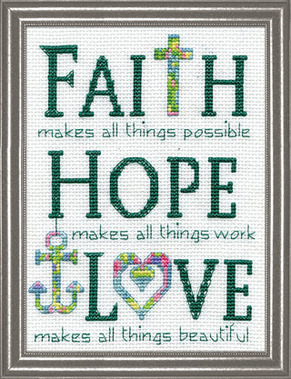 Design Works Crafts Cross Stitch Kit, Faith (14 Count)