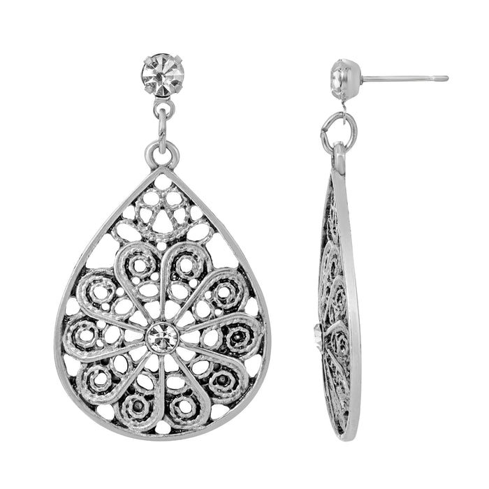 1928 Jewelry Company Earring, 1.65"L x 0.93"W, White
