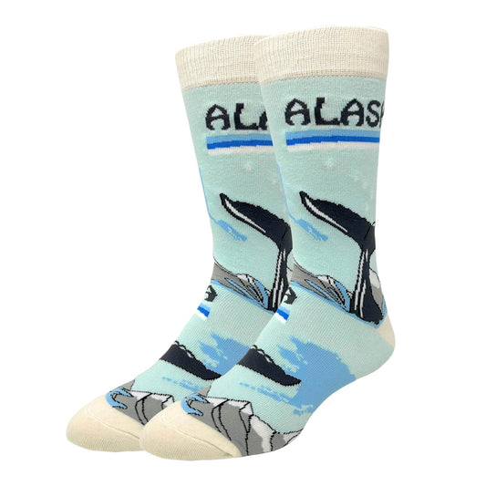 Oooh Yeah Socks Mens Novelty Funny Crew Socks, Alaska