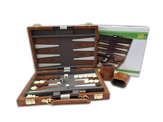 CHH 18" Brown and White Backgammon Set