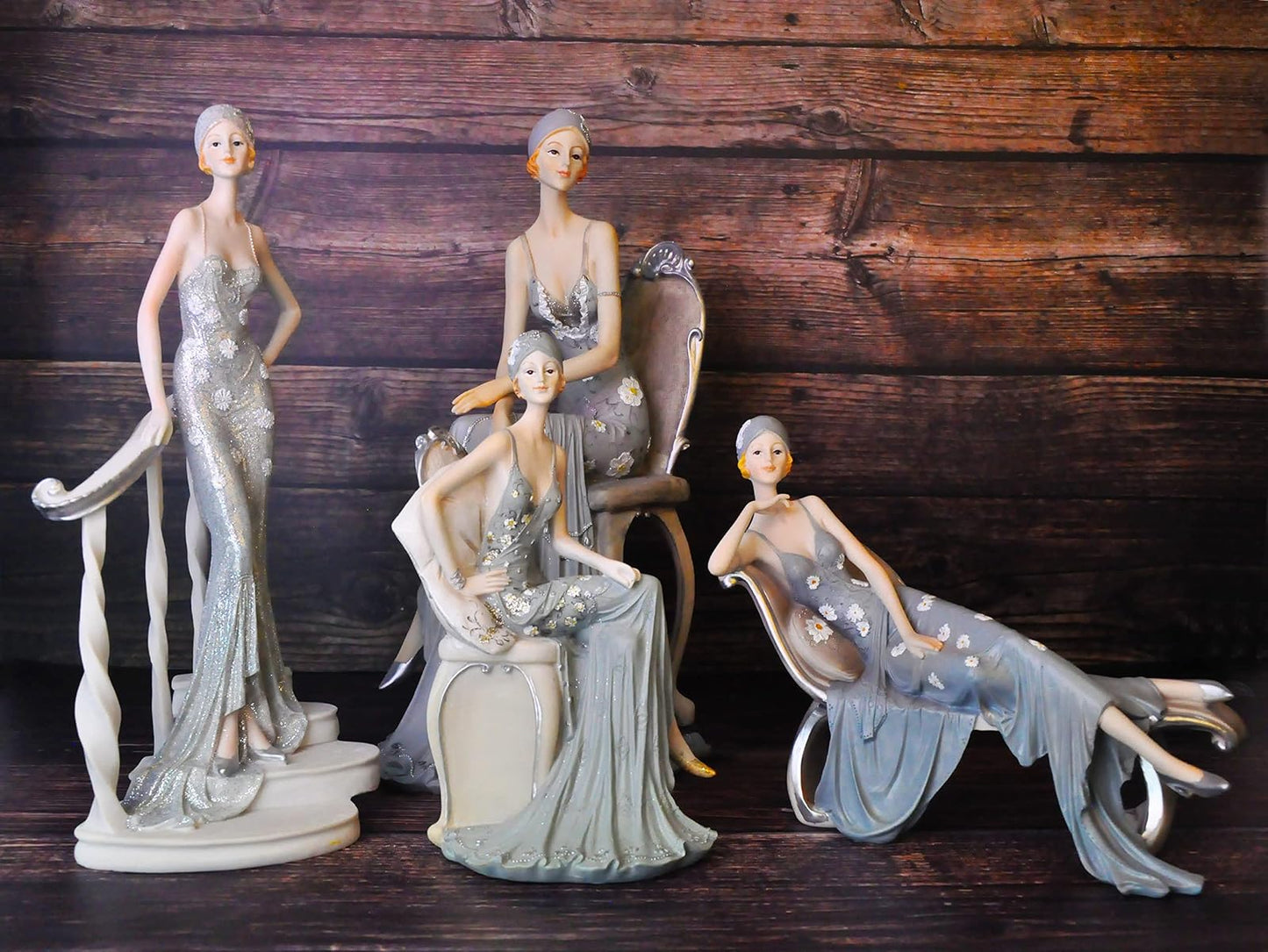 Comfy Hour 13.7 Inch Woman Figurine Decor, Art Deco Lady Statue