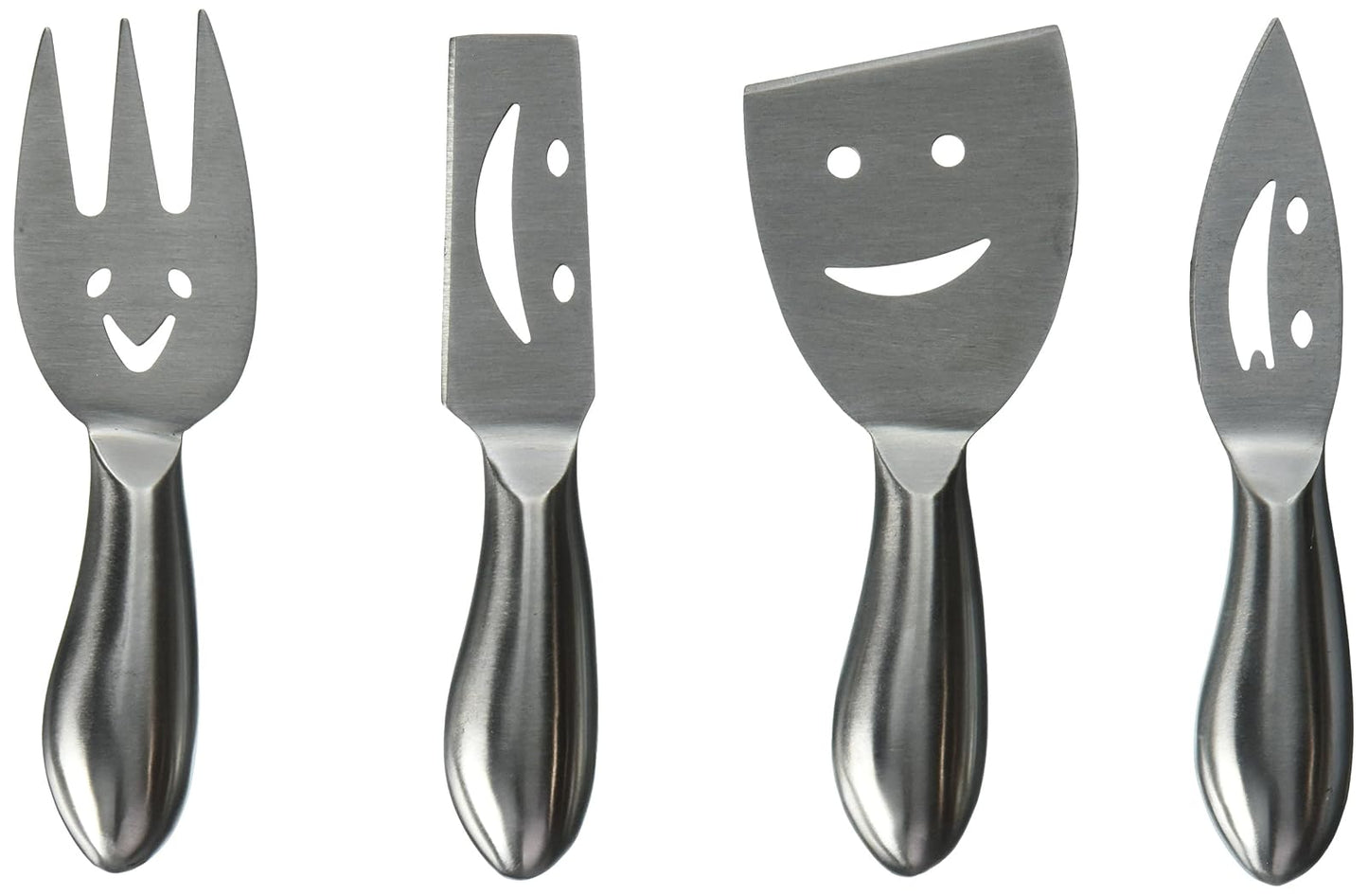 Prodyne Stainless Steel Cheese Knives Happy Faces Set of 4